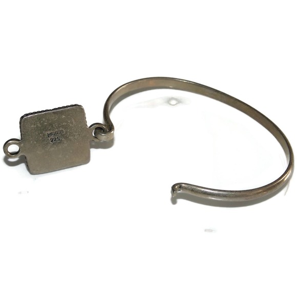 925 Vintage Estate Sterling Silver Bracelet Cuff Square Signet Front 7.5" Mexico - Picture 4 of 4